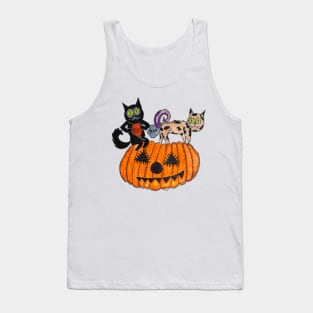 Halloween black Cat. Halloween party pumpkin Tank Top